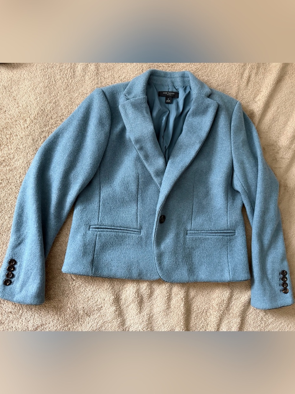 Light Blue Single-Button Wool-Blend Blazer